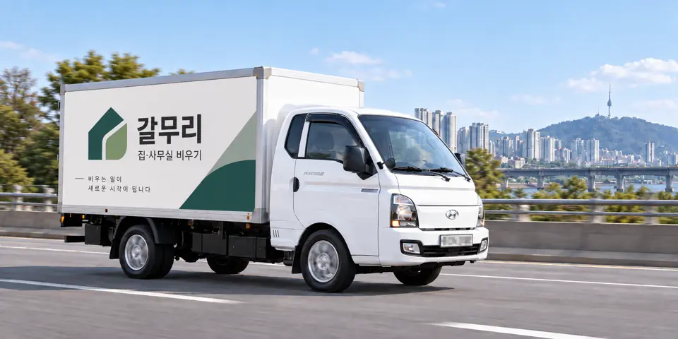 갈무리 작업 차량 — 유품정리 과정을 그린 그림(방이동)